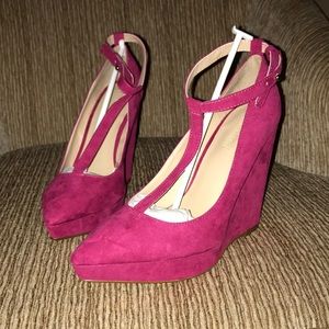 NEW Zara TRF Wedges Heels Pumps Pink 37 | 6.5